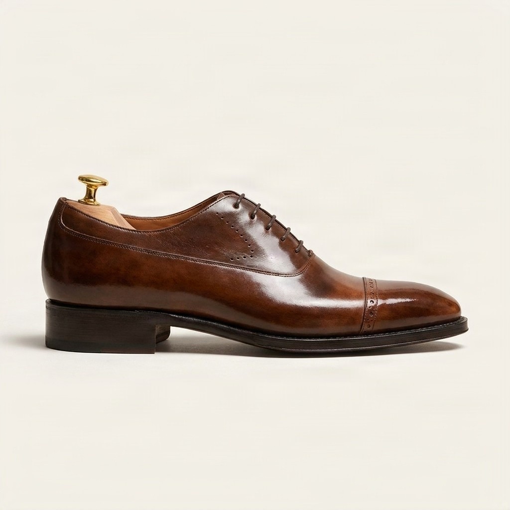 Brown leather brogues for men