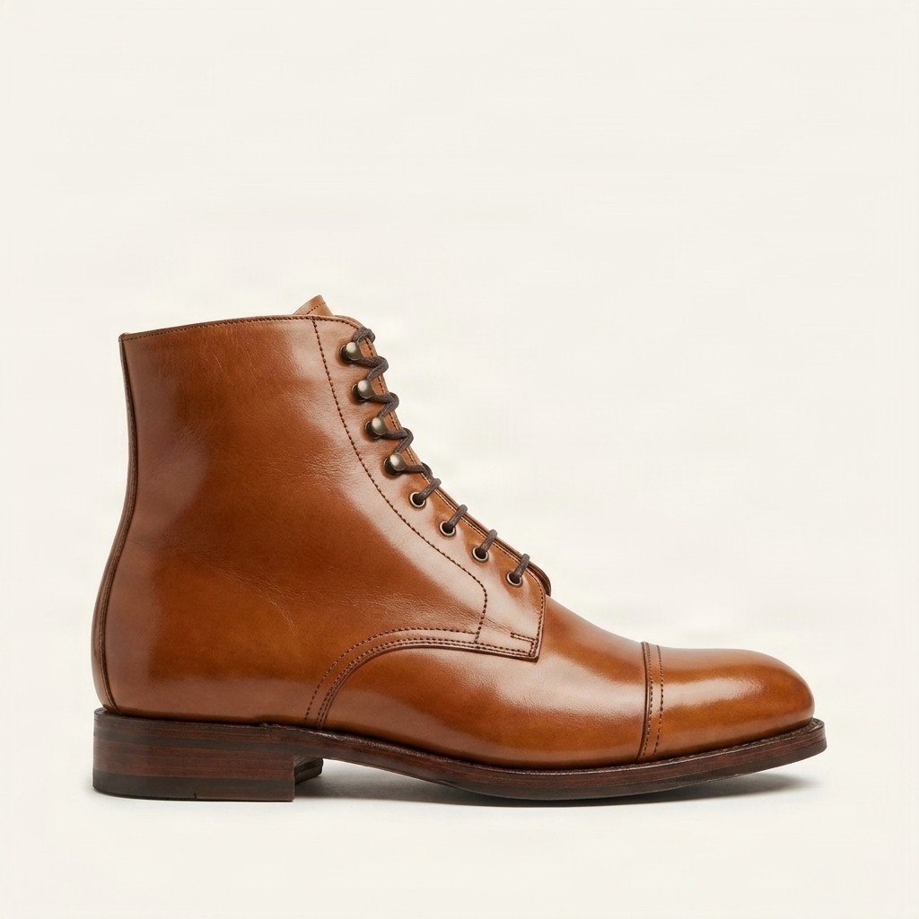 Men's cognac leather dress boots
