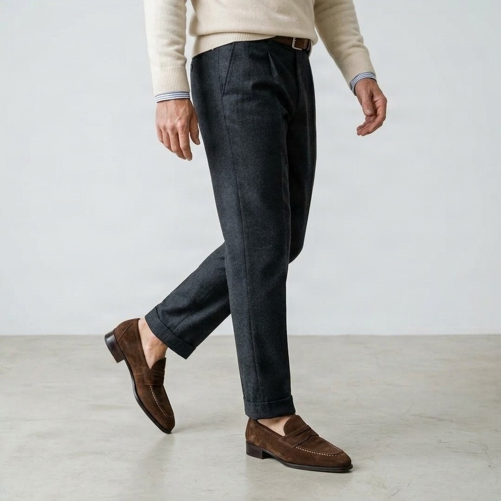 Men's brown suede penny loafers moc
