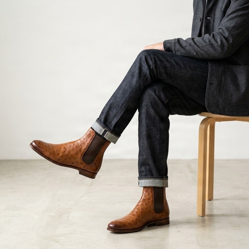 Men's cognac chelsea boots