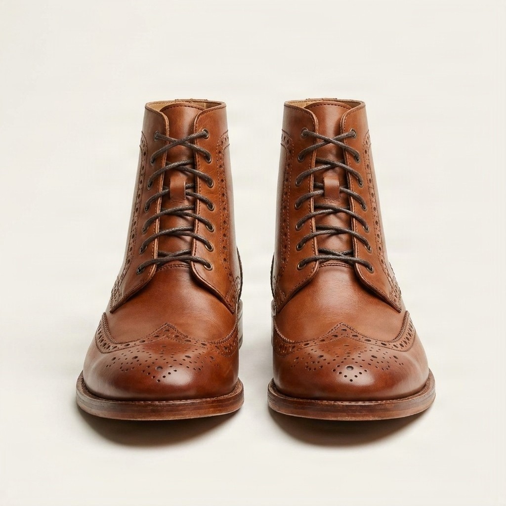 Men's cognac leather wingtip brogues