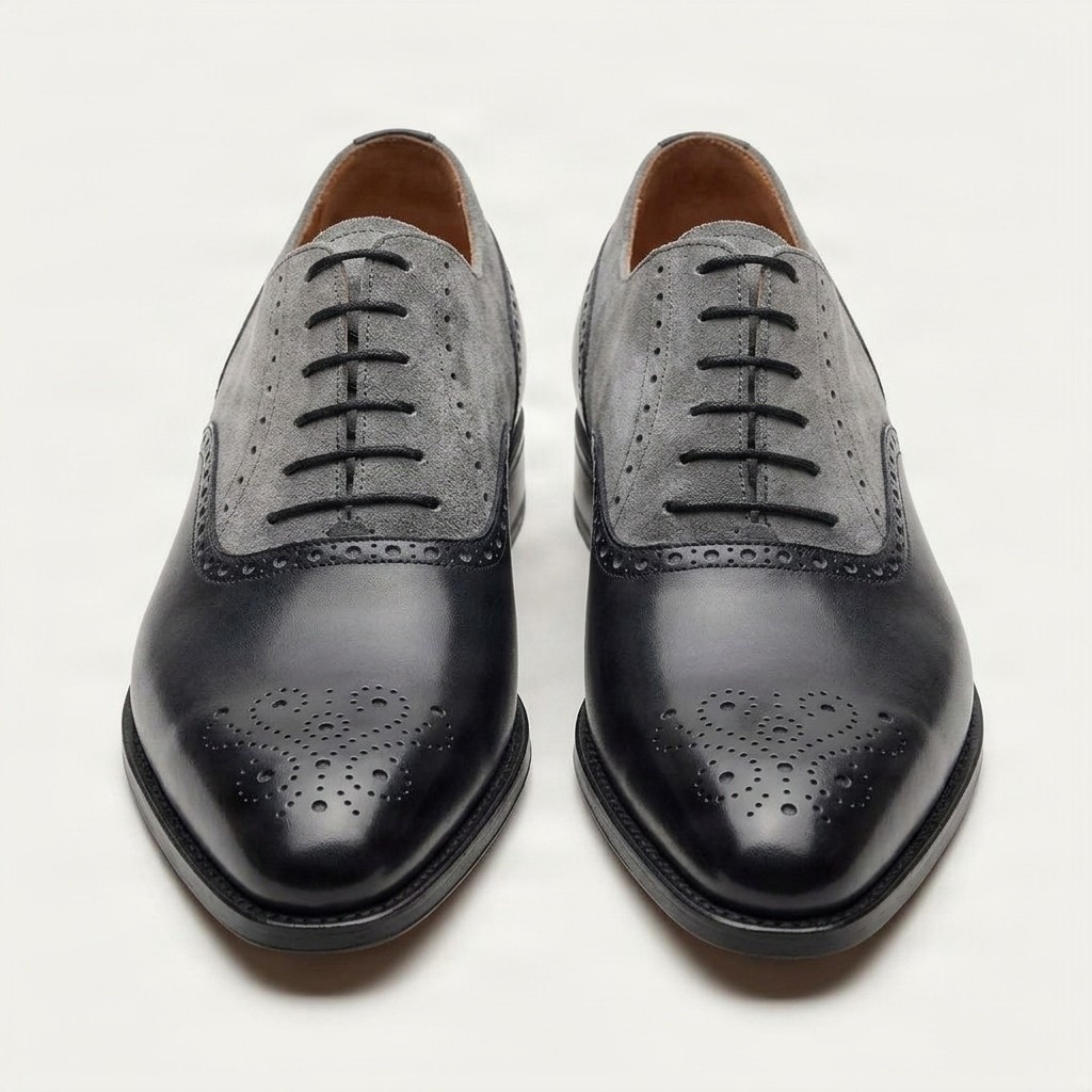 Men's suede brogues in black and grey