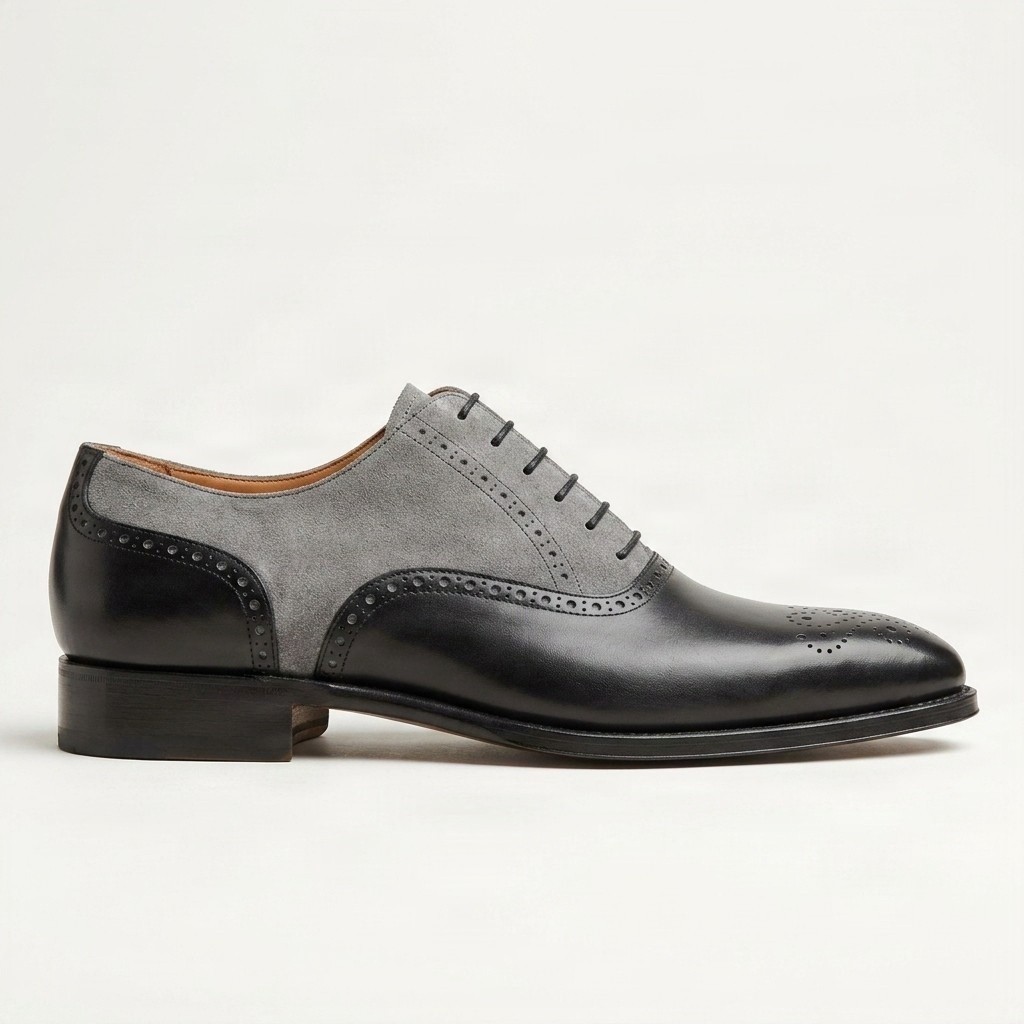 Black and grey suede brogues for men
