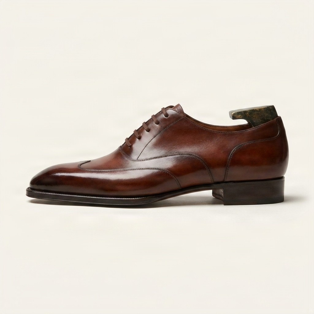 Brown leather derby shoes for men