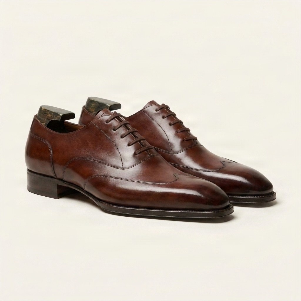 Men's brown leather derby shoes