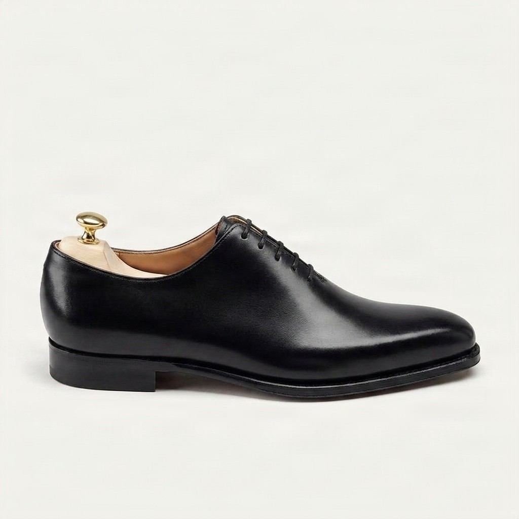 Men's leather wholecut oxfords pointed toe in black