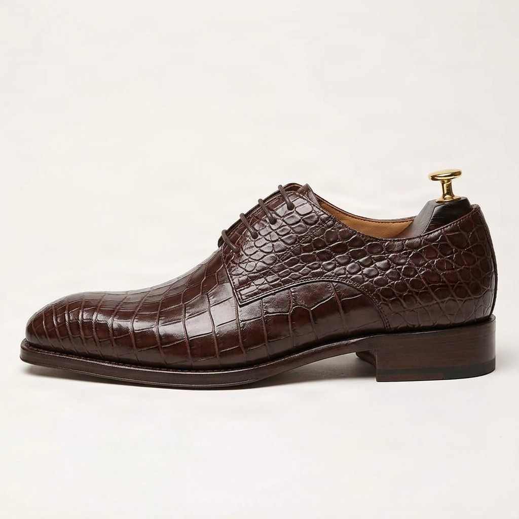 Men's crocodile oxford shoes in brown
