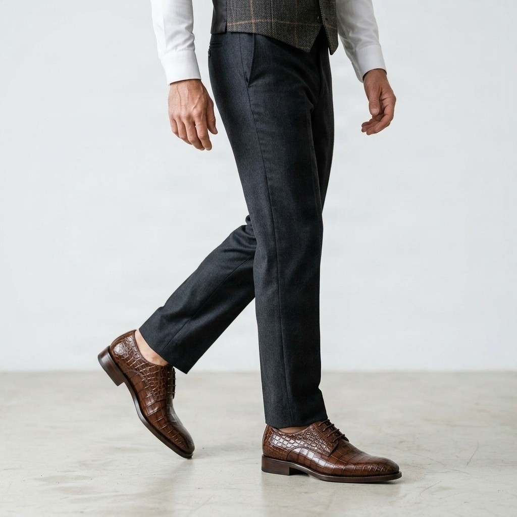 Men's brown crocodile oxford shoes