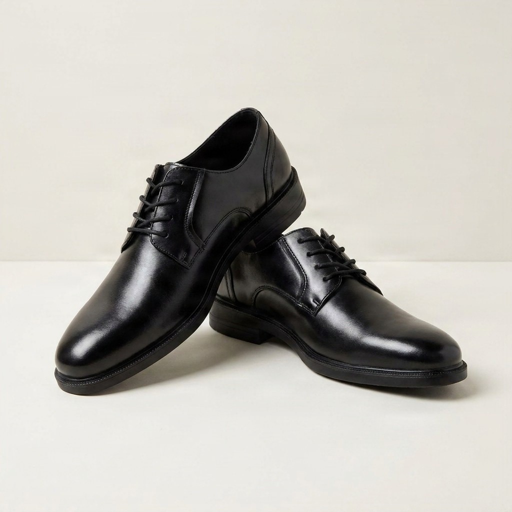 Black leather derby shoes