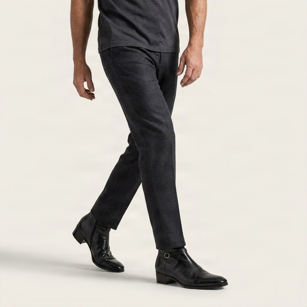 Men's leather jodhpur boots pointed toe in black