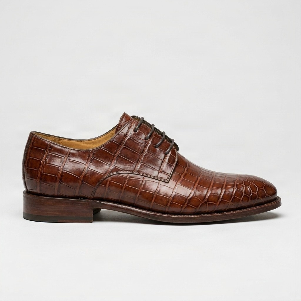 Men's brown crocodile oxford shoes scale