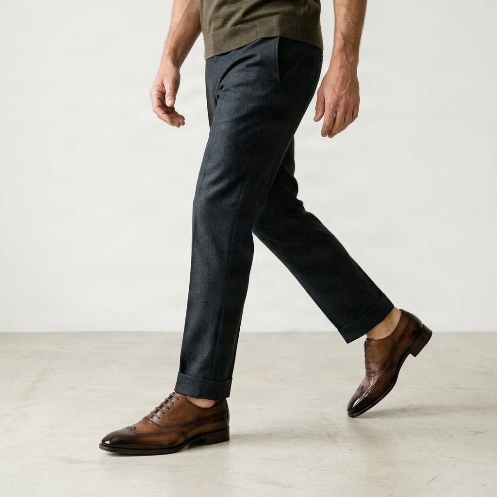 Men's brown leather wingtip brogues darker