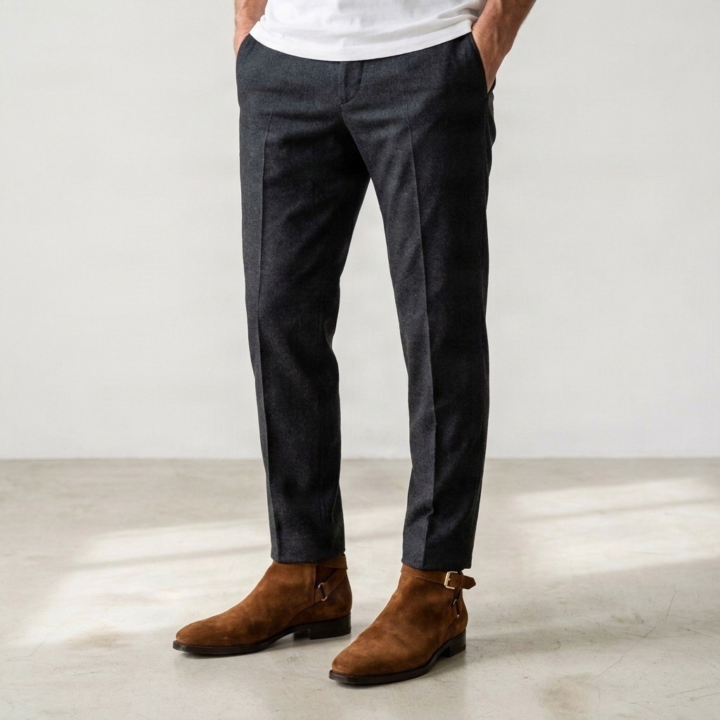Brown suede jodhpur boots buckle two for men
