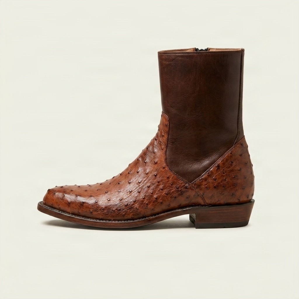 Men's brown leather cowboy boots