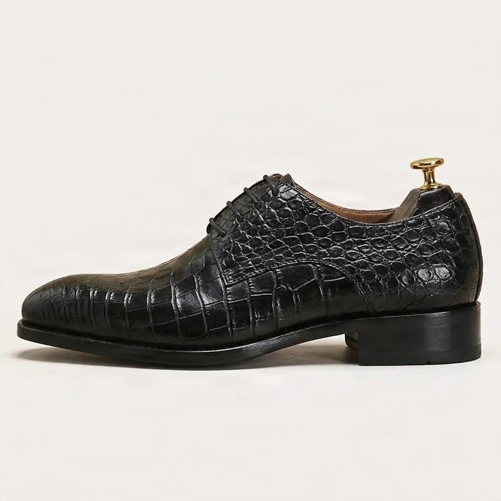 Black crocodile oxford shoes for men