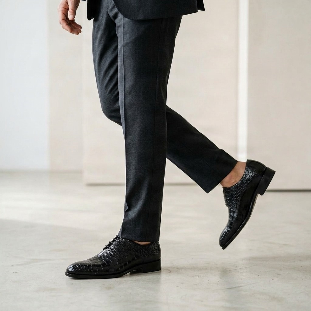 Men's crocodile oxford shoes in black