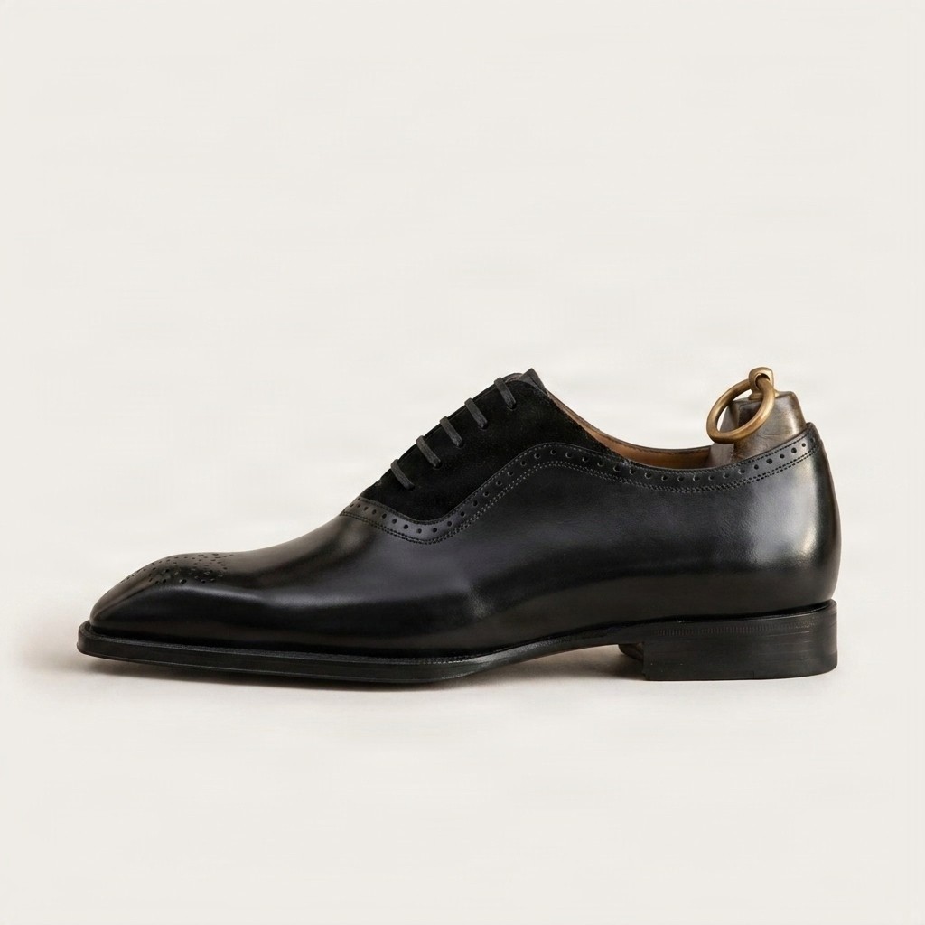 Men's black suede wingtip brogues
