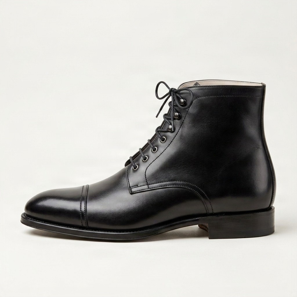 Men's black leather dress boots