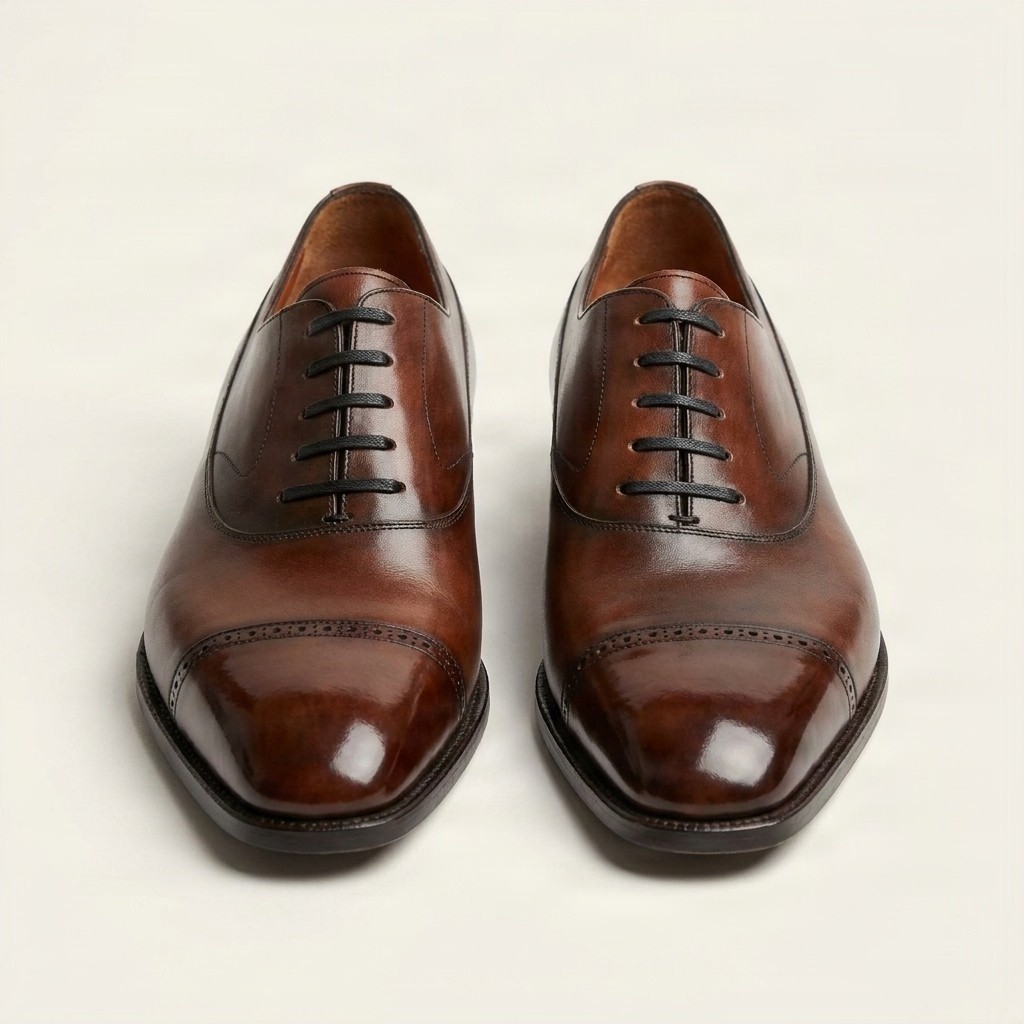 Men's brown leather brogues punching