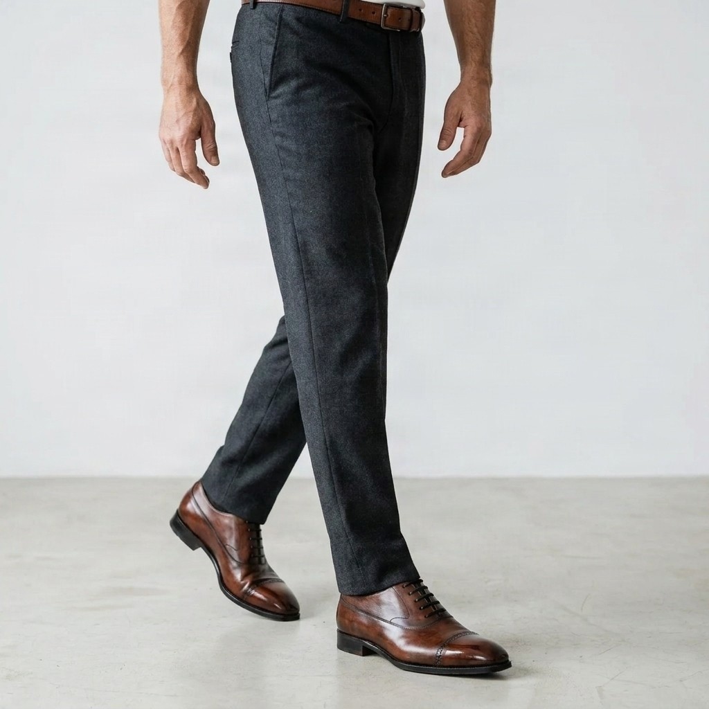 Men's leather brogues punching in brown