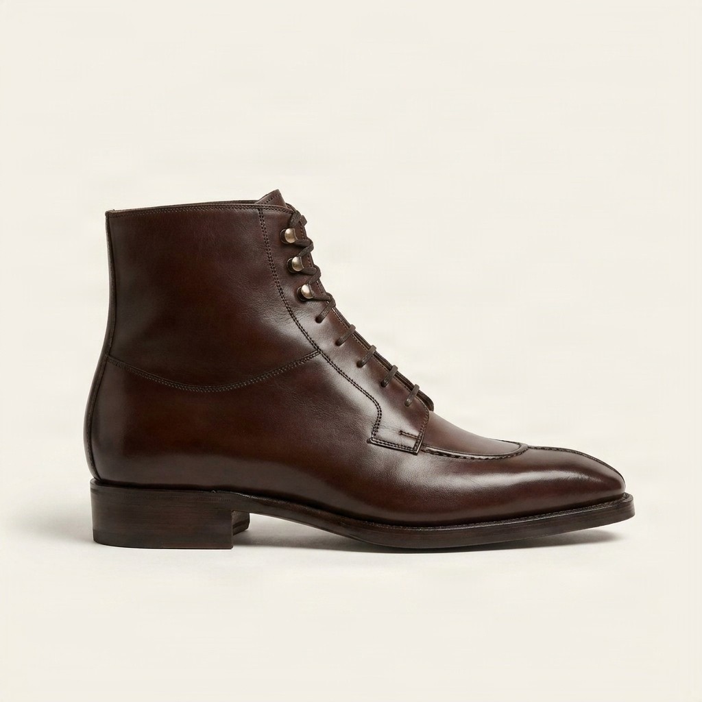 Men's leather ankle boots split toe in brown