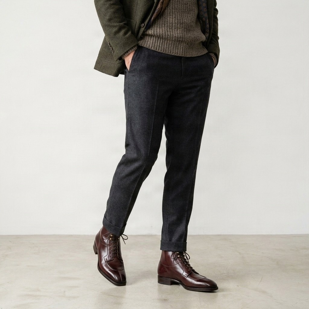 Men's brown leather ankle boots split toe
