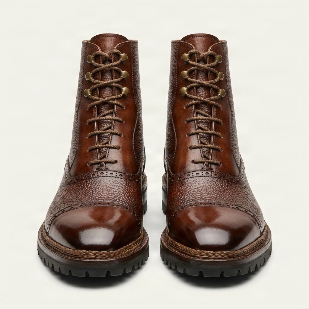 Men's burgundy leather ankle boots