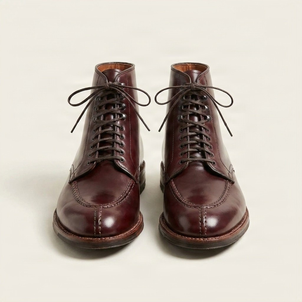 Men's burgundy leather dress boots split toe