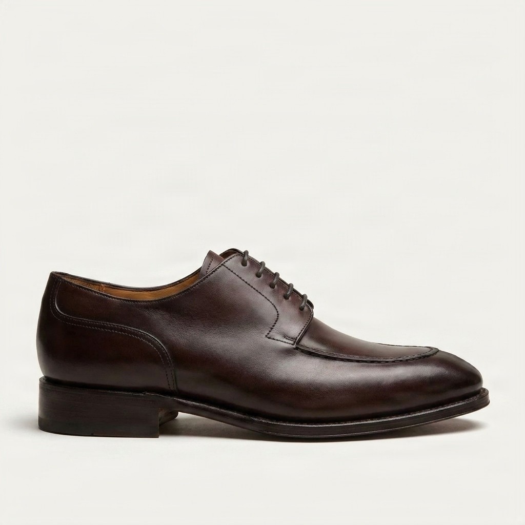 Men's burgundy leather derby shoes