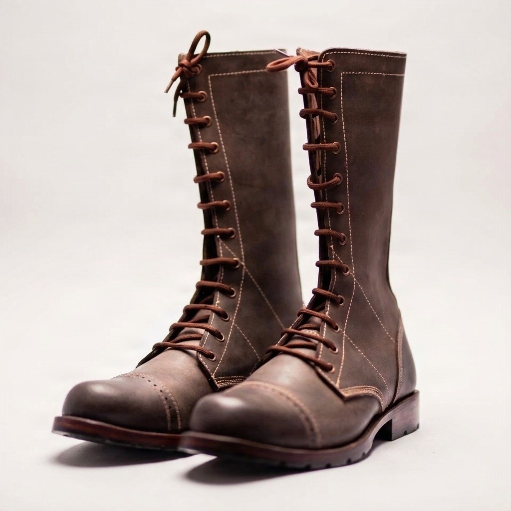 Grey suede combat boots for men