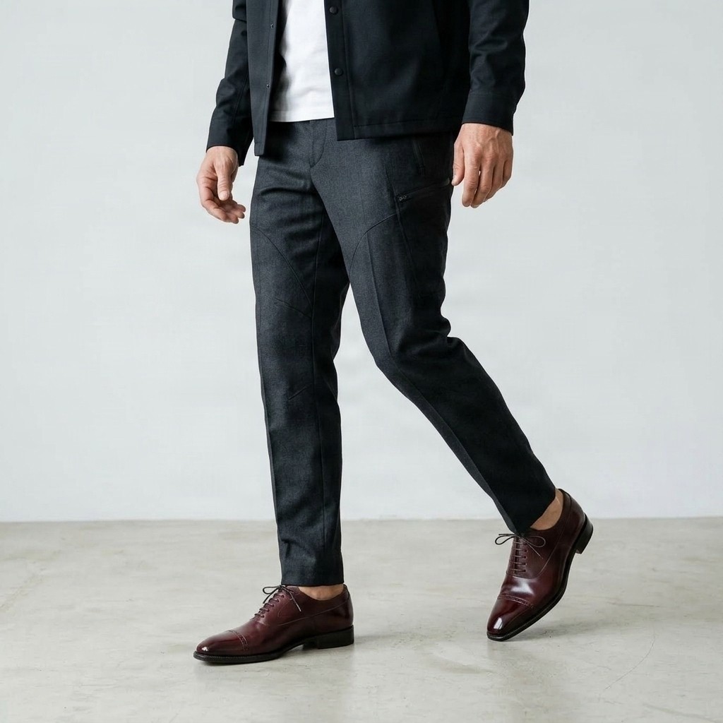 Men's leather oxford shoes cap toe in burgundy