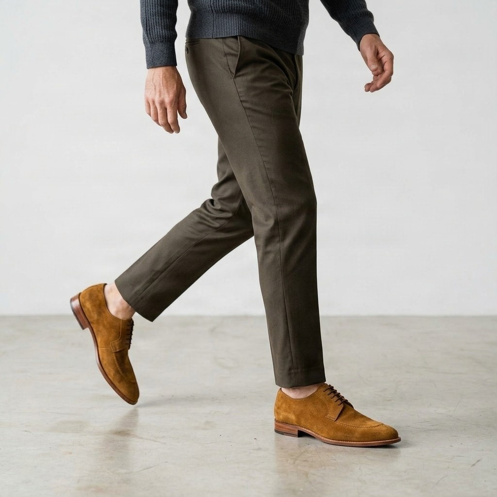 Men's tan suede derby shoes