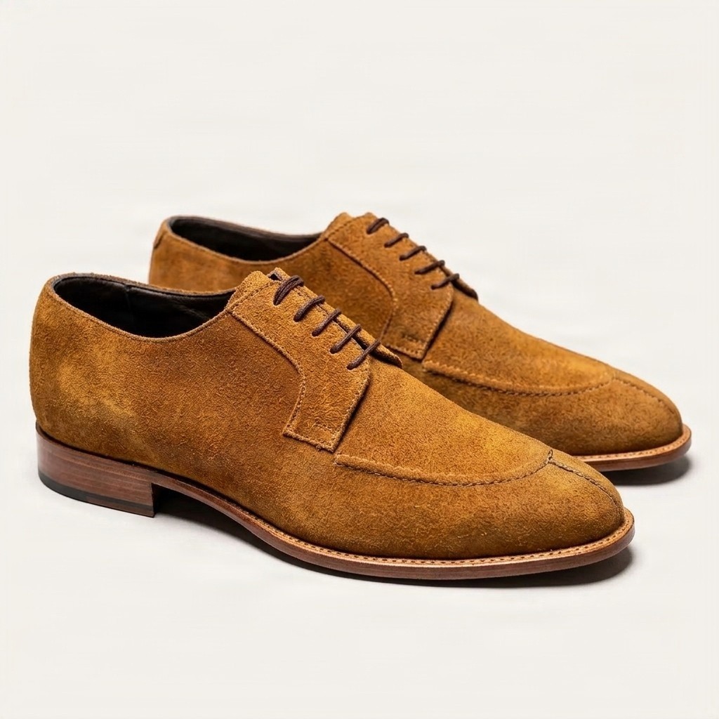 Tan suede derby shoes