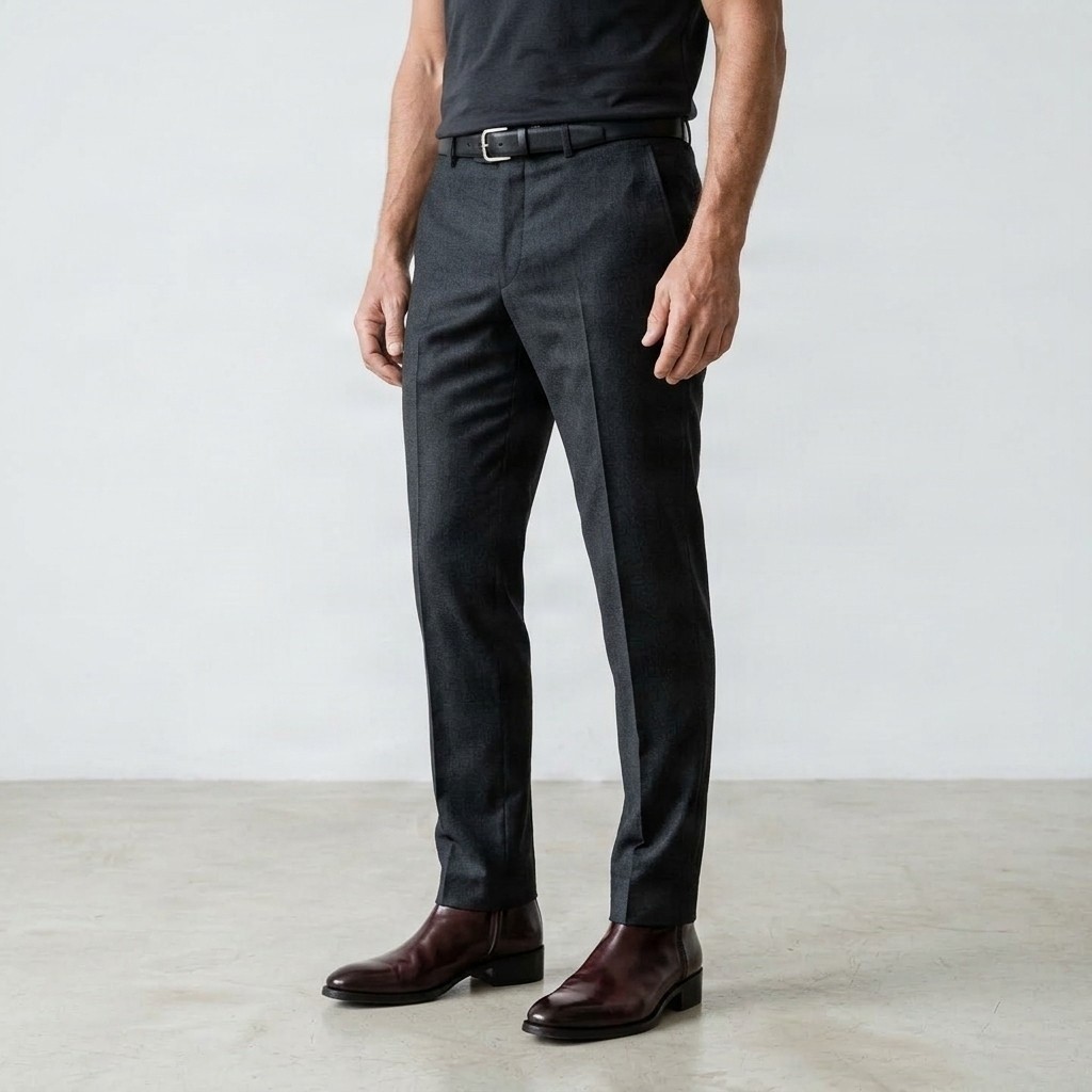 Men's leather chelsea boots pointed toe in burgundy