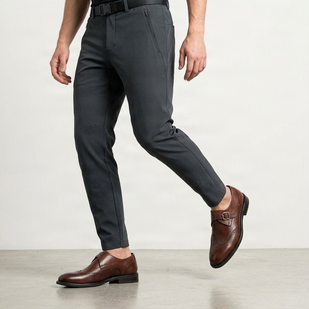 Men's leather monk strap shoes in brown
