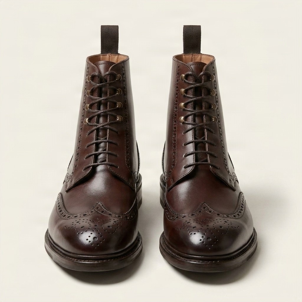 Men's brown leather wingtip brogues rear