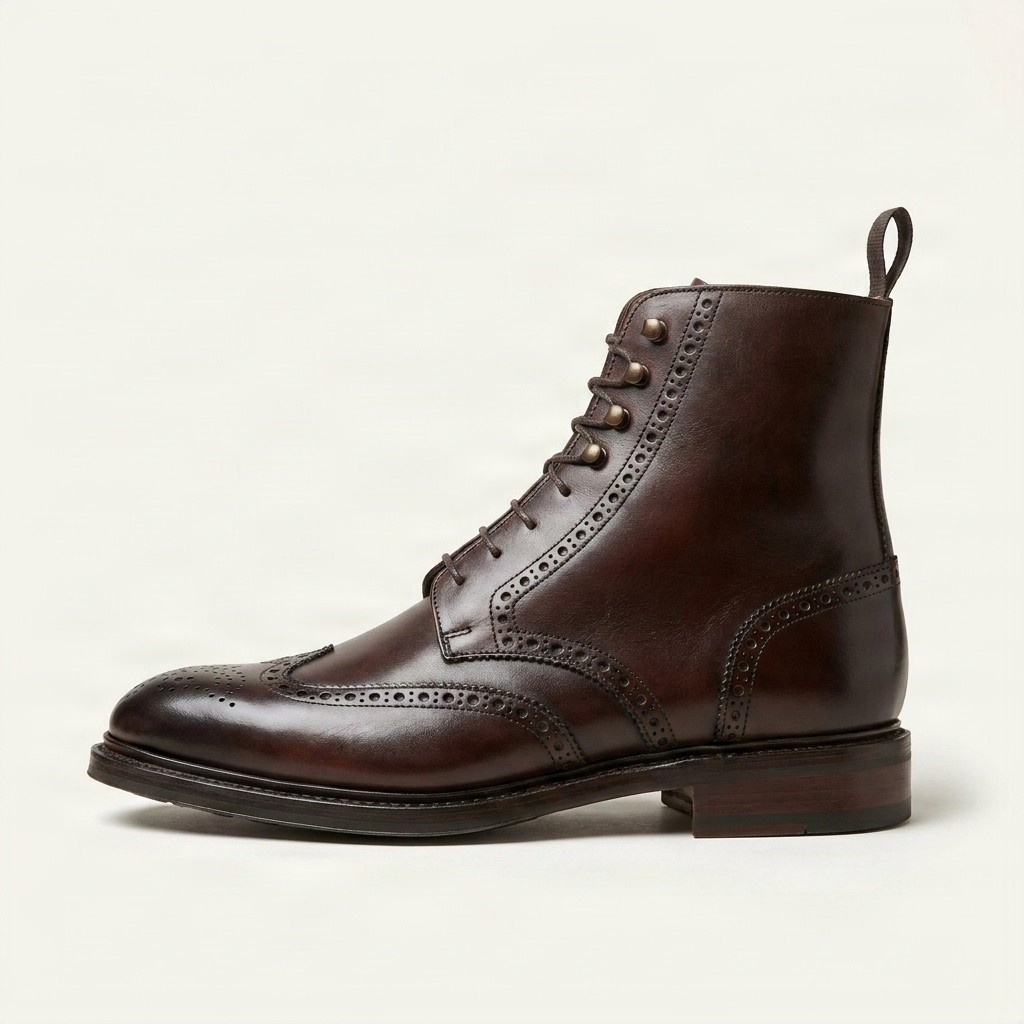 Brown leather wingtip brogues rear for men