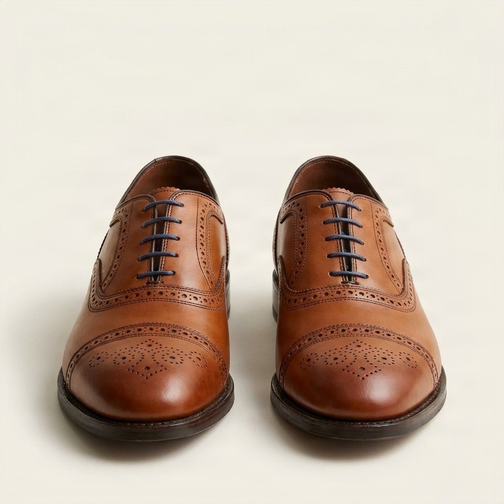 Men's leather wingtip brogues toe in brown