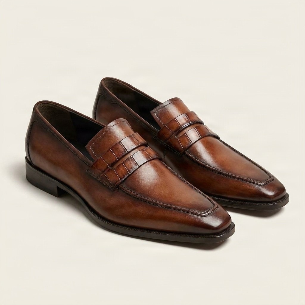 Brown leather bit loafers