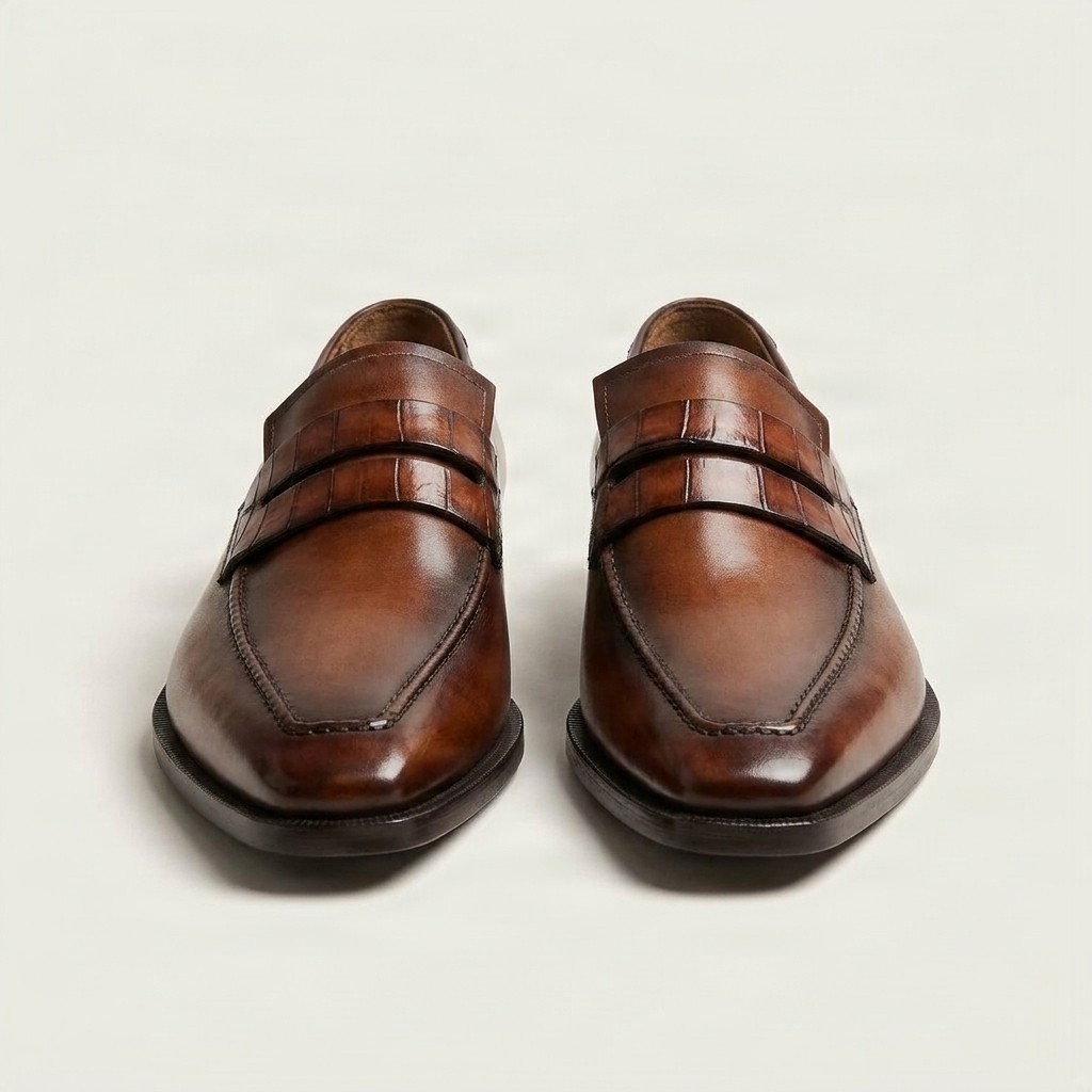 Men's brown leather bit loafers