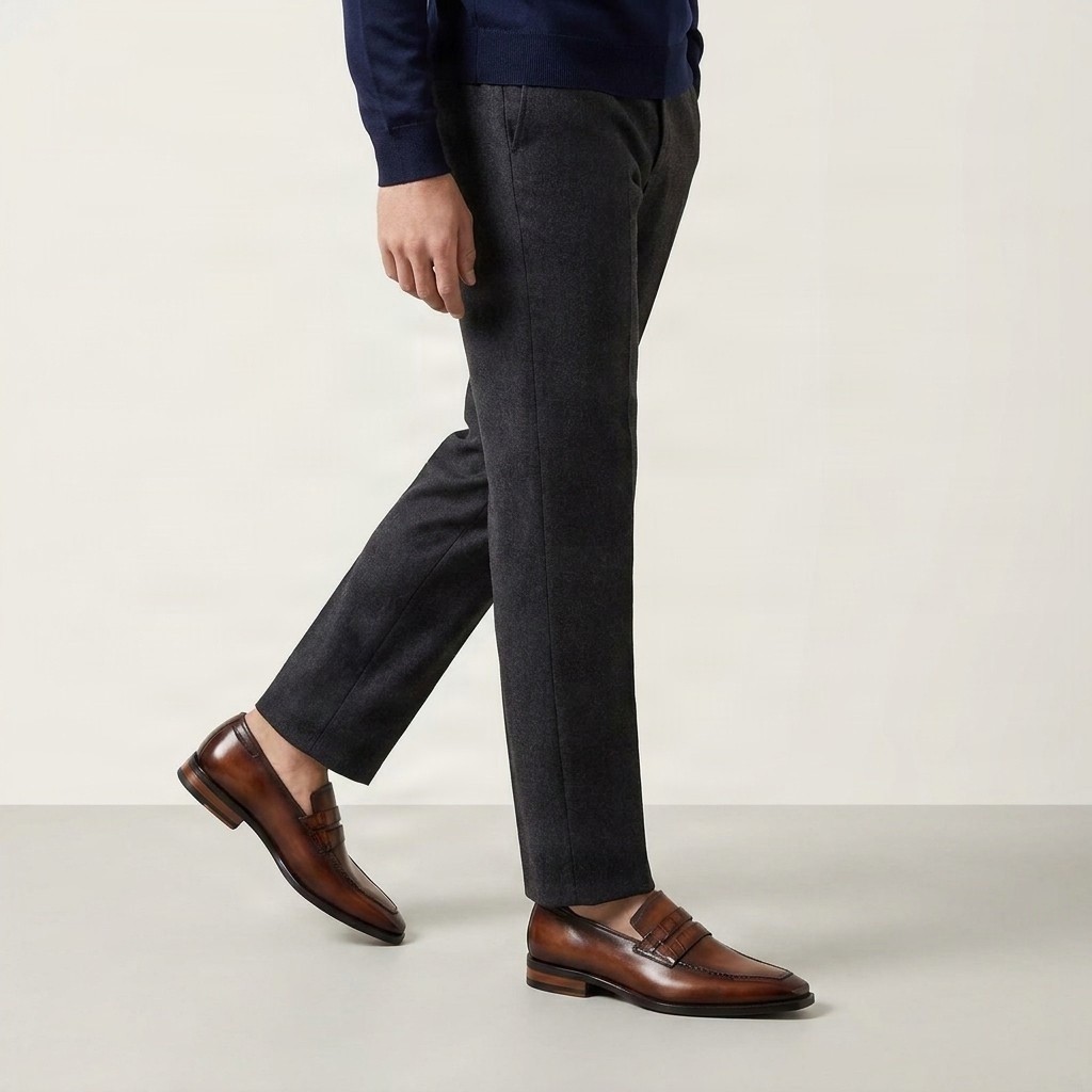 Men's leather bit loafers in brown