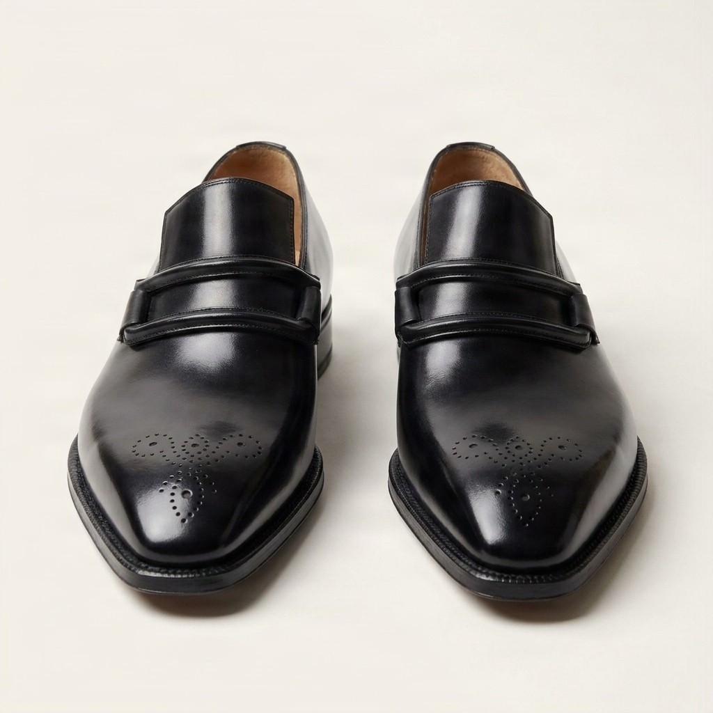Men's black patent leather bit loafers
