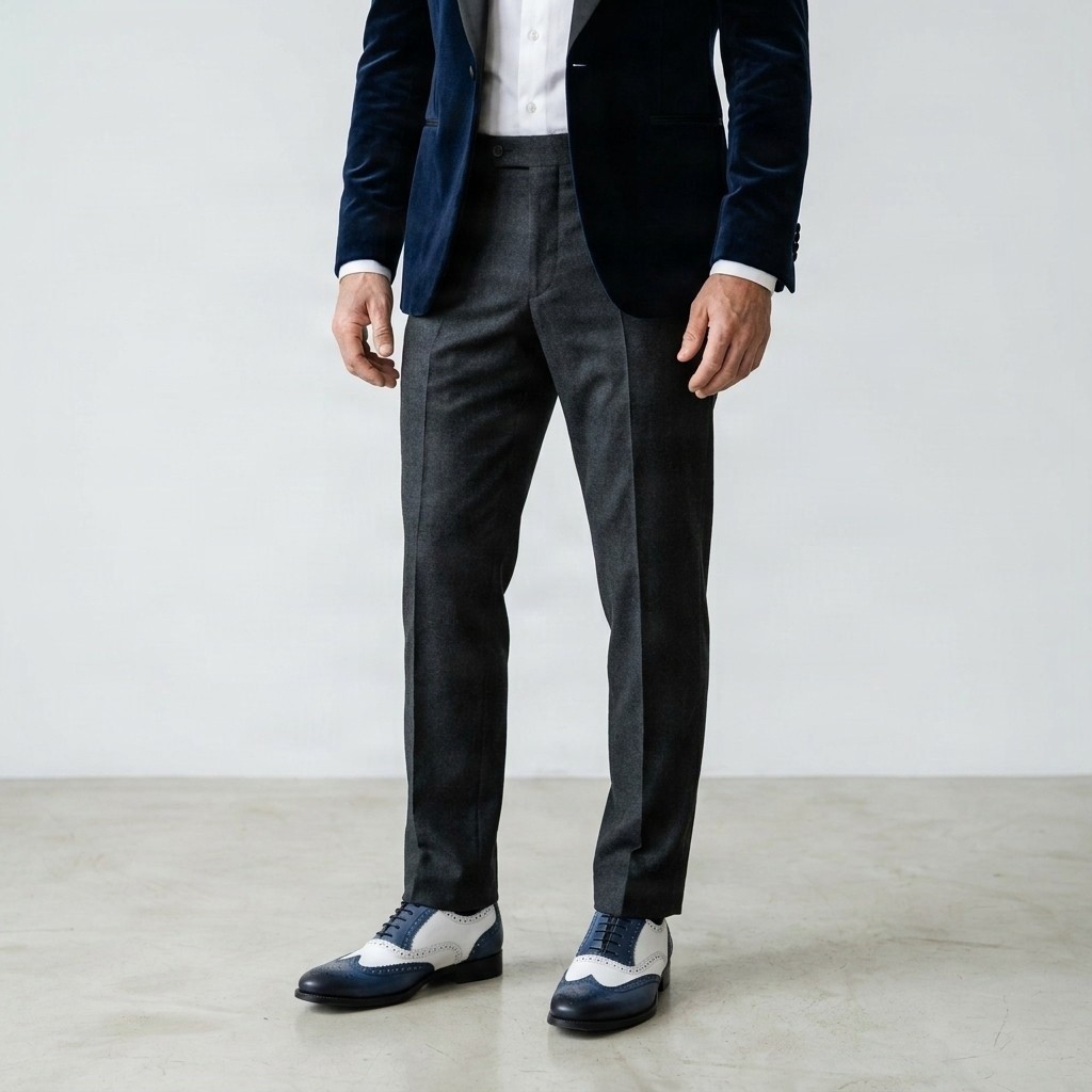 Men's navy and white leather brogues