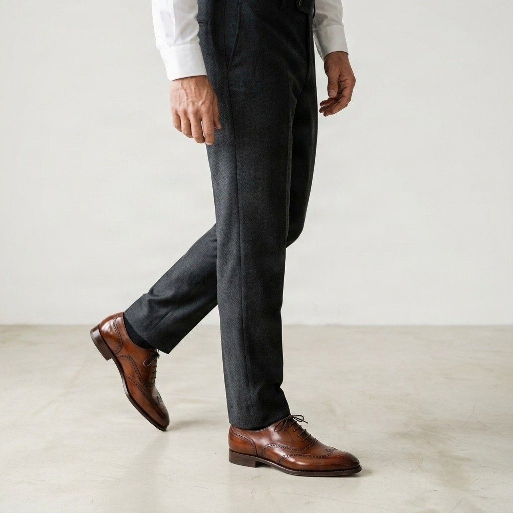 Men's brown leather wingtip brogues closed