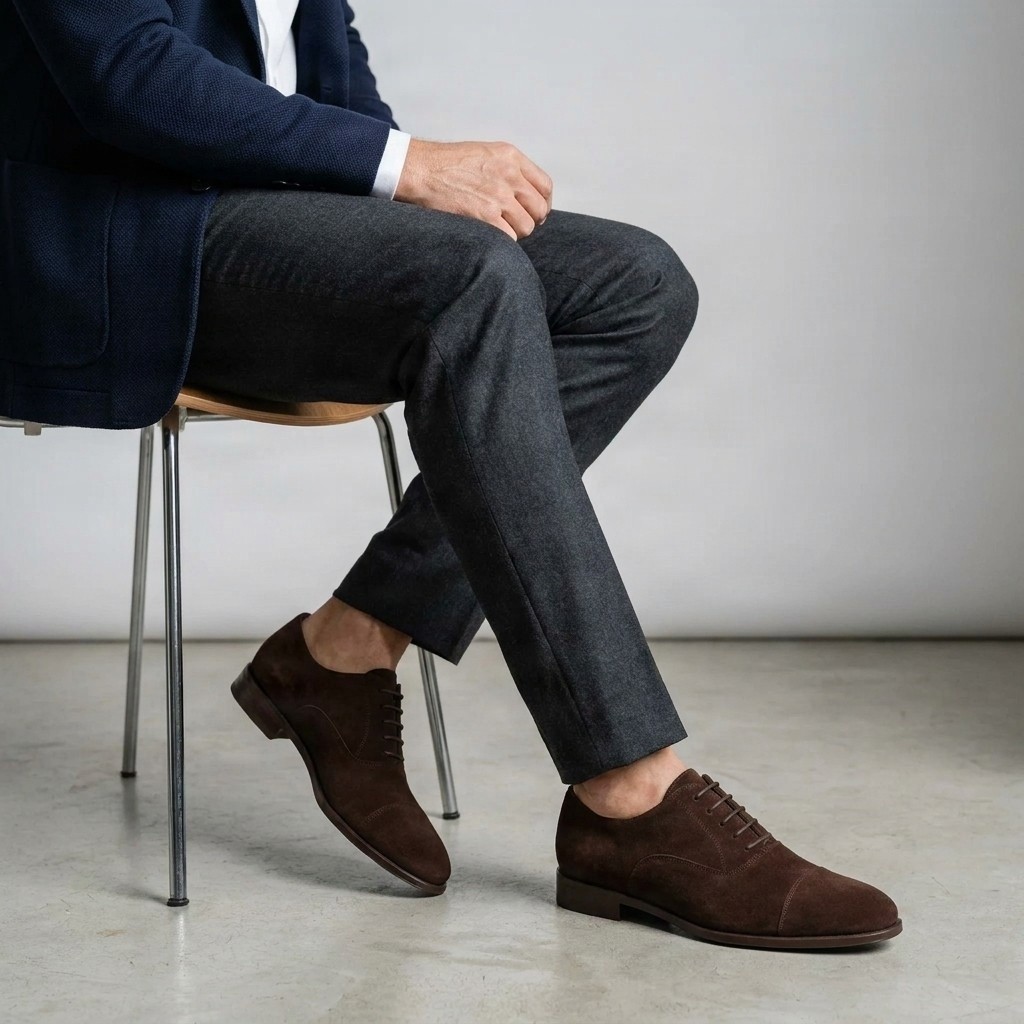 Men's brown suede derby shoes