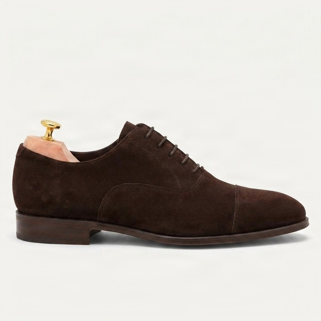 Brown suede derby shoes for men