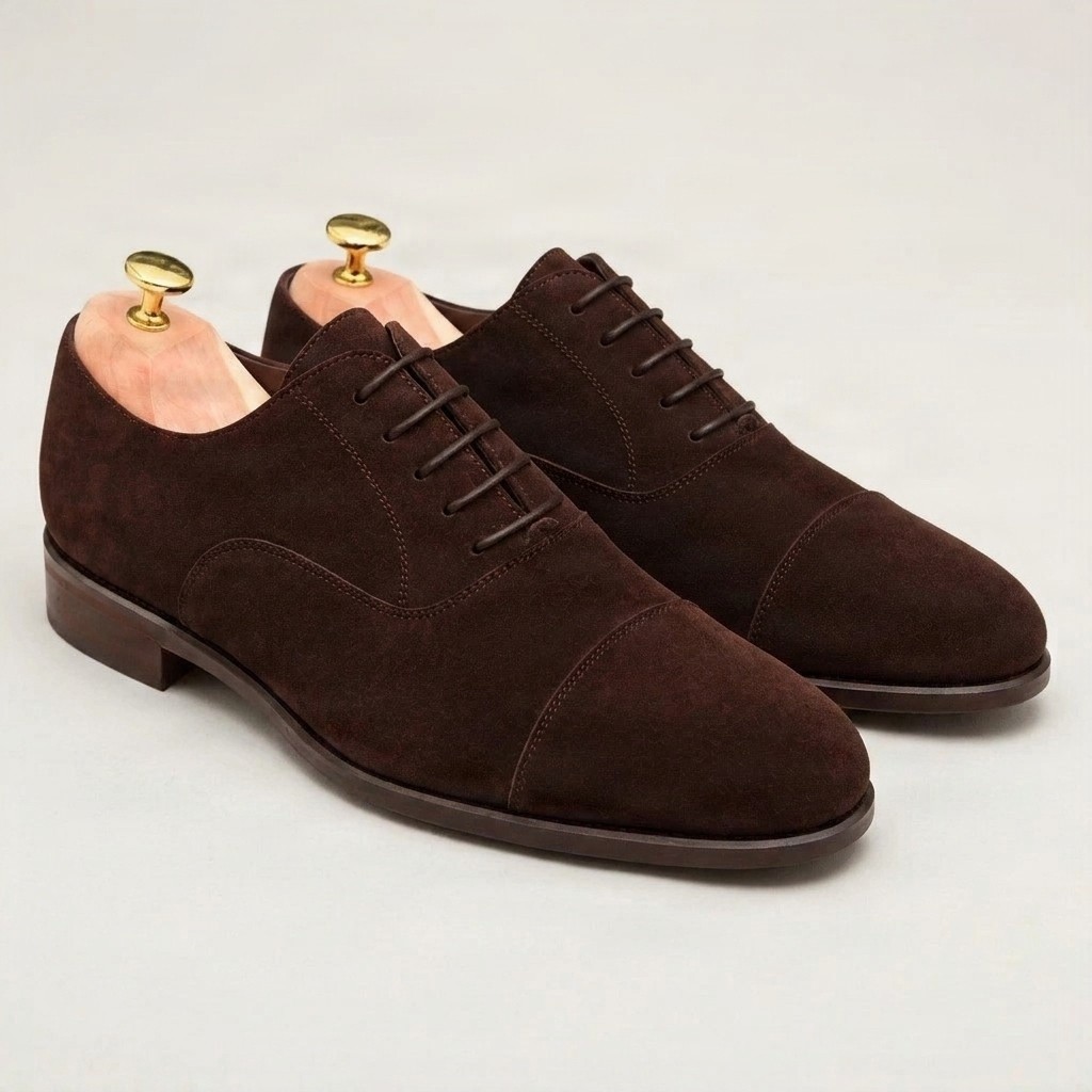 Men's suede derby shoes in brown