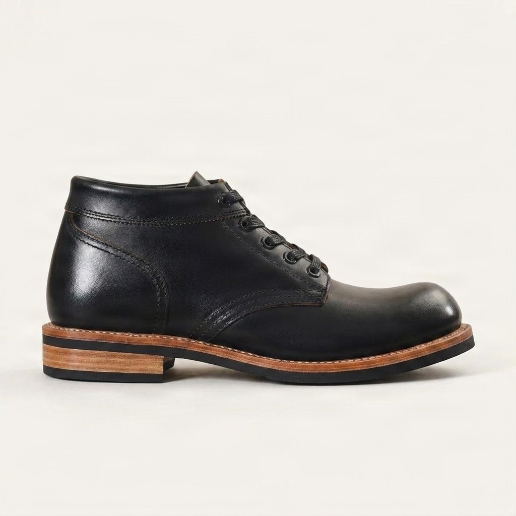 Black leather chukka boots for men