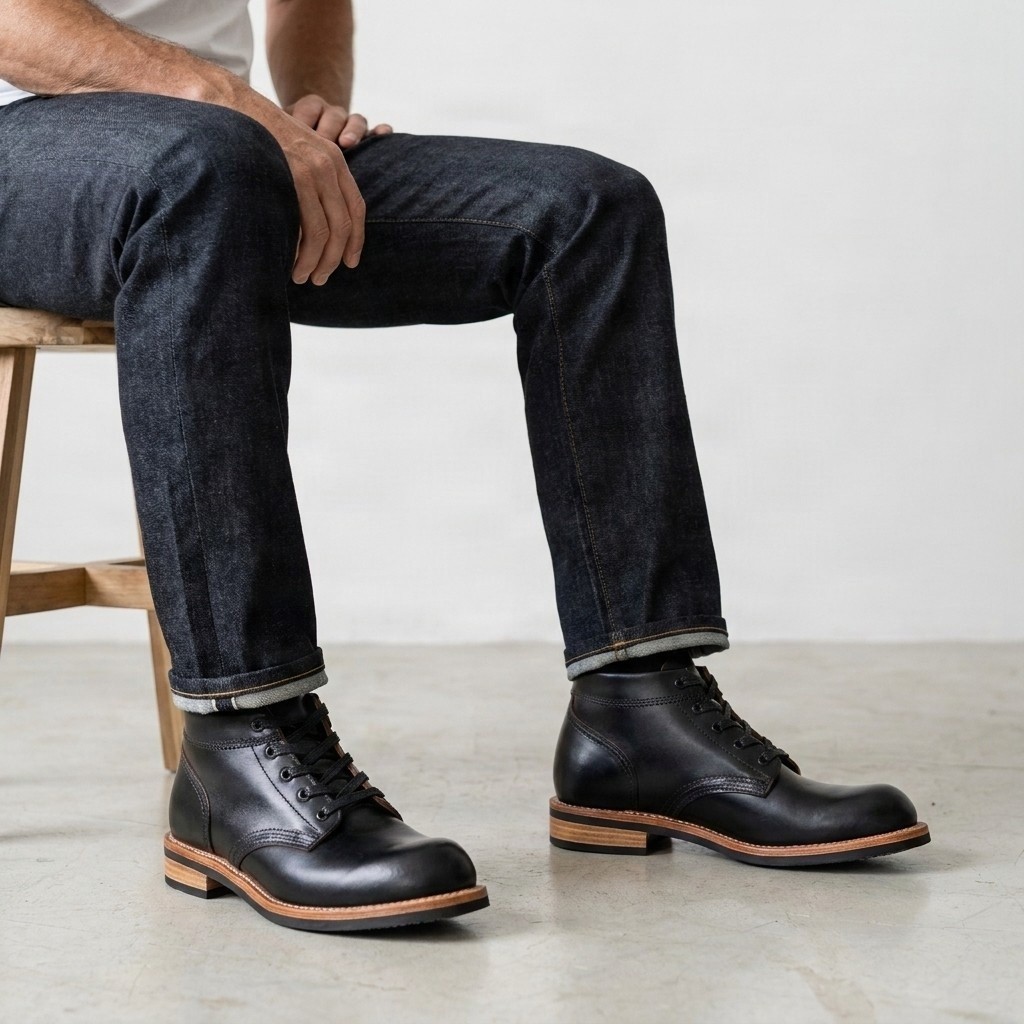 Men's leather chukka boots in black