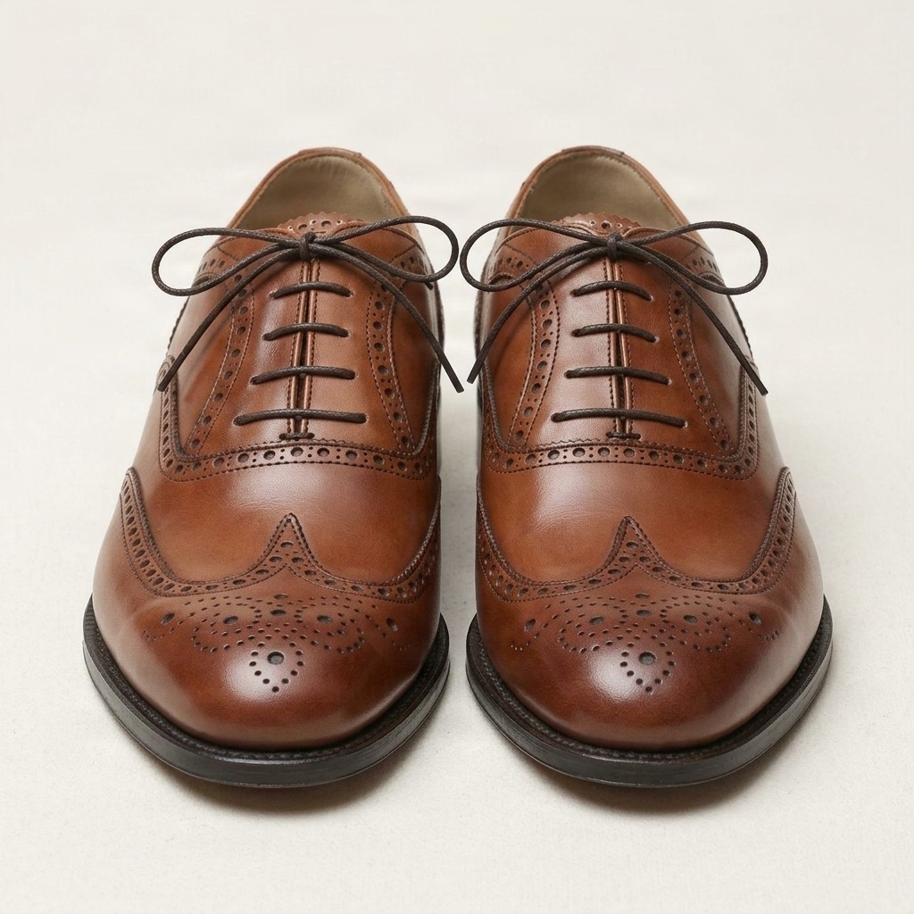 Men's leather wingtip brogues full in cognac